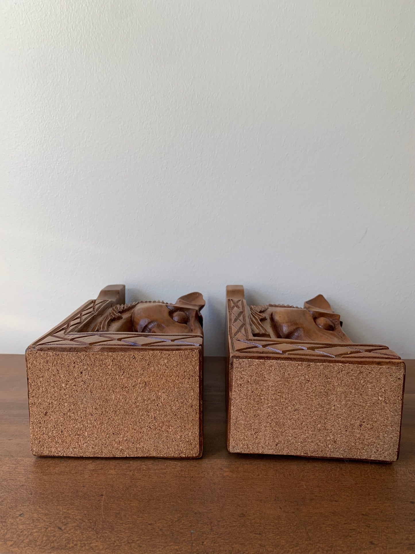 Pair of Wooden Horse Bookends