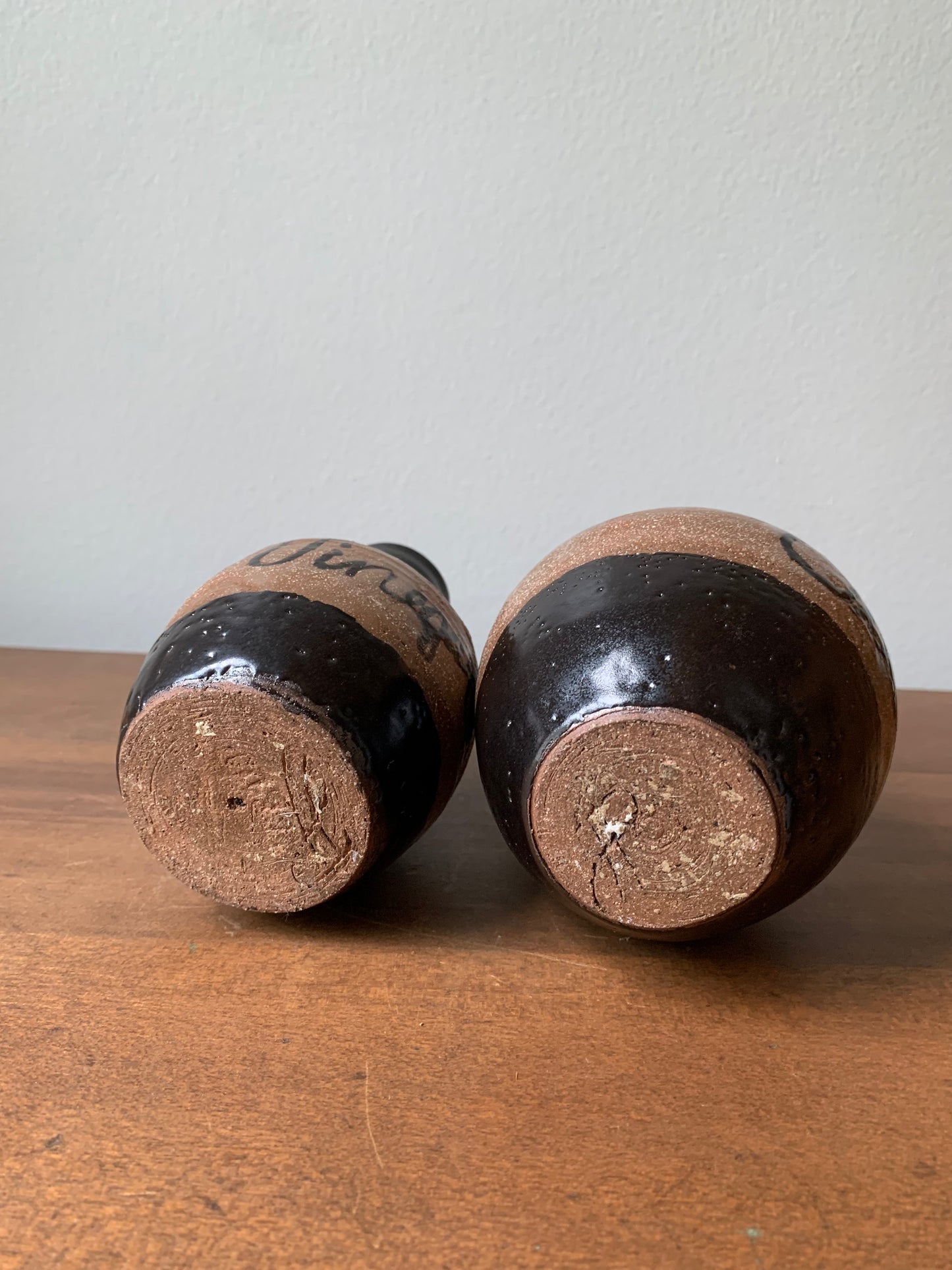 (Set of two) Handmade Pottery Jugs for Olive Oil and Vinegar