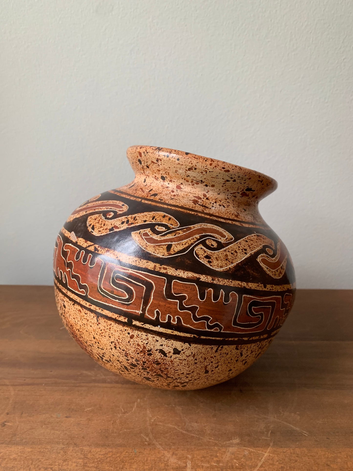 Vintage Pottery Tipped Jar from Costa Rica Signed by Artist