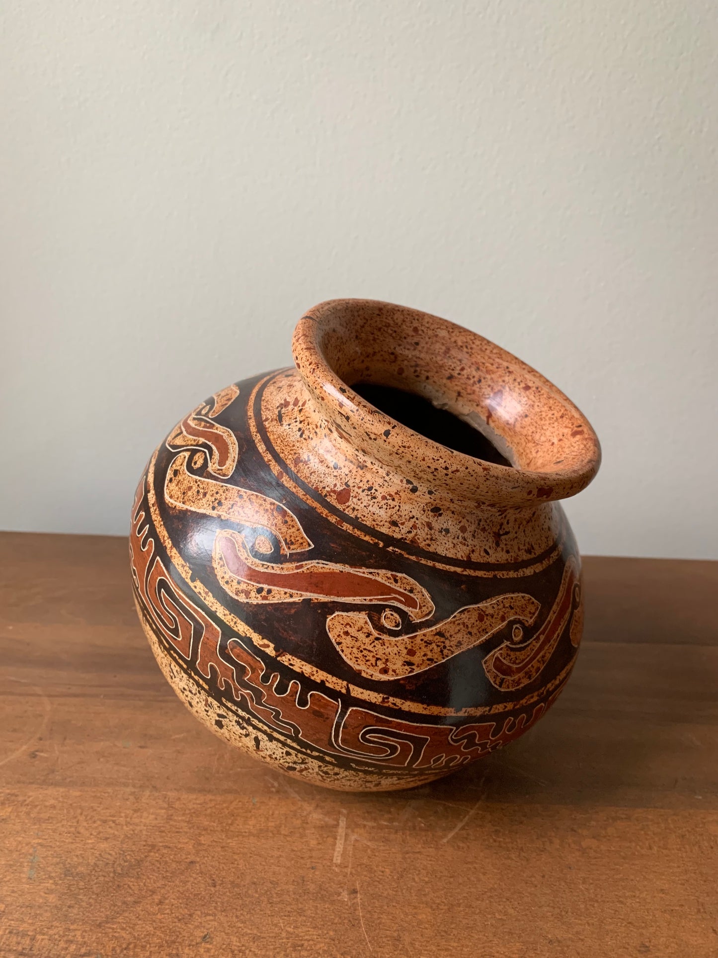 Vintage Pottery Tipped Jar from Costa Rica Signed by Artist