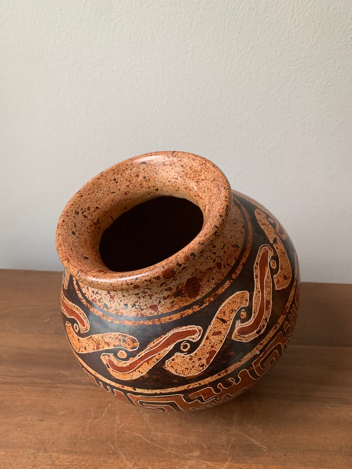 Vintage Pottery Tipped Jar from Costa Rica Signed by Artist