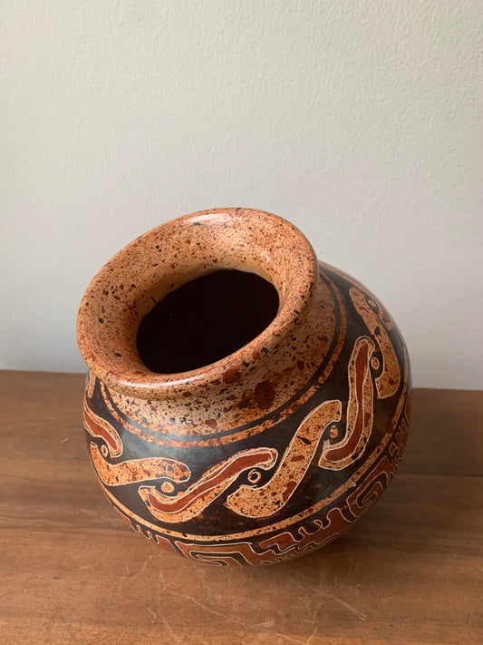 Vintage Pottery Tipped Jar from Costa Rica Signed by Artist